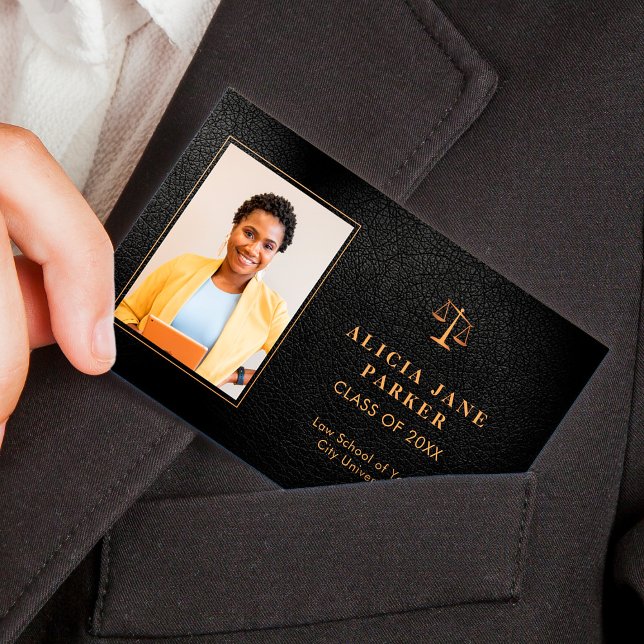 Carte De Visite Nom de l'étudiant de l'école de droit photo de dip (Créateur téléchargé)