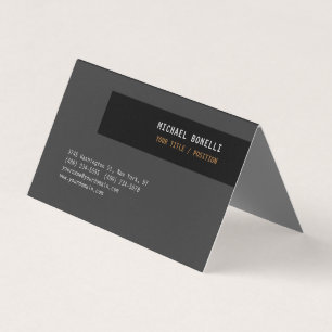 Carte De Visite Nom de position professionnel gris noir personnali
