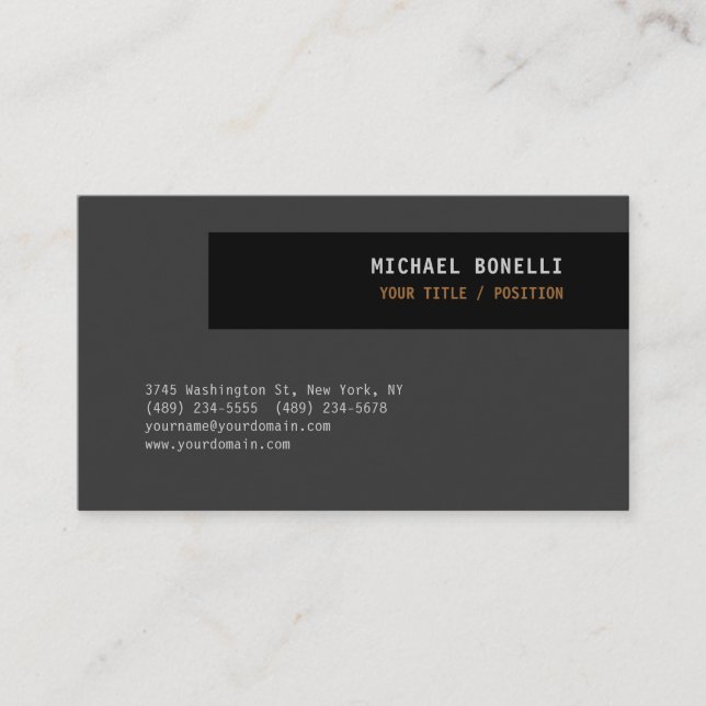 Carte De Visite Nom de position professionnel gris noir personnali (Devant)
