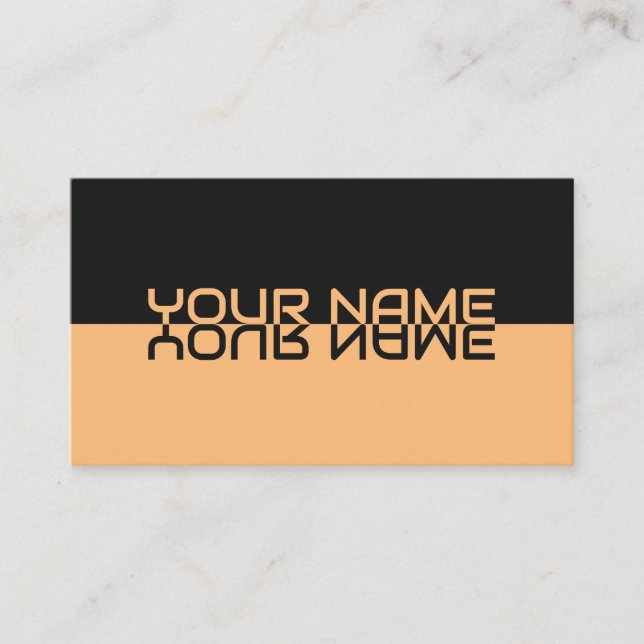 Carte De Visite Nom de réflexion noir et orange simplement élégant (Devant)