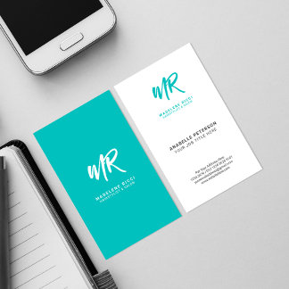 Carte De Visite Nom de script minimal initial | Tosca vert