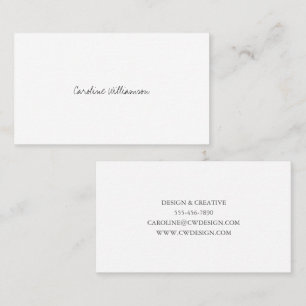 Carte De Visite Nom de script minimaliste contemporain noir blanc 