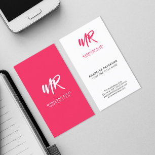 Carte De Visite Nom de script minimaliste Initiale Rose spécial