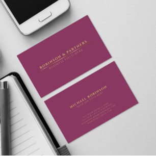 Carte De Visite Nom de société minimal   Gold Line   Rose foncé