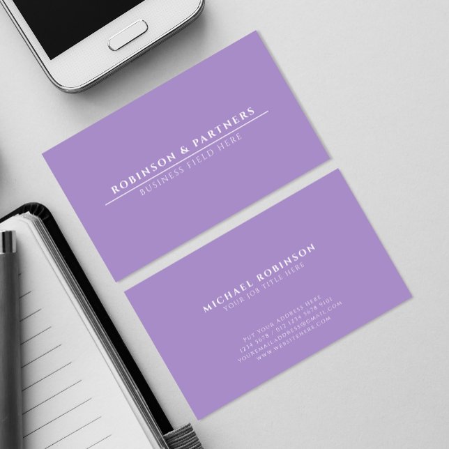 Carte De Visite Nom de société minimal | Ligne blanche | Purple do (Créateur téléchargé)