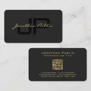 Carte De Visite Nom de texte Gold de luxe Script Premium Silk Blac