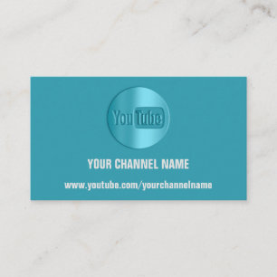 CARTE DE VISITE NOM DU CANAL VOUS TUBER LOGO QR CODE TURQUOISE BLU