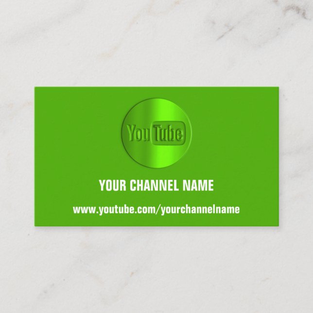 CARTE DE VISITE NOM DU CANAL VOUS TUBER LOGO QR CODE VERT BLANC (Devant)