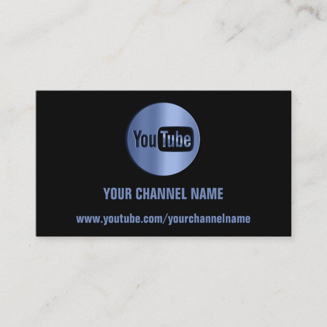 CARTE DE VISITE NOM DU CANAL YOUTUBER LOGO QR CODE BLEU NOIR (Devant)