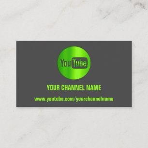 CARTE DE VISITE NOM DU CANAL YOUTUBER LOGO QR CODE GRAY VERT