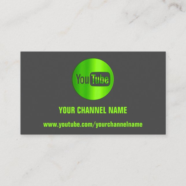 CARTE DE VISITE NOM DU CANAL YOUTUBER LOGO QR CODE GRAY VERT (Devant)