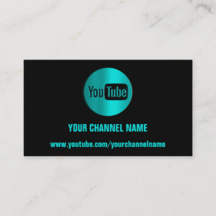 CARTE DE VISITE NOM DU CANAL YOUTUBER LOGO QR CODE MINT NOIR