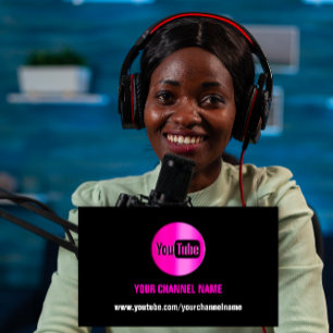 CARTE DE VISITE NOM DU CANAL YOUTUBER LOGO QR CODE ROUGE NOIR 