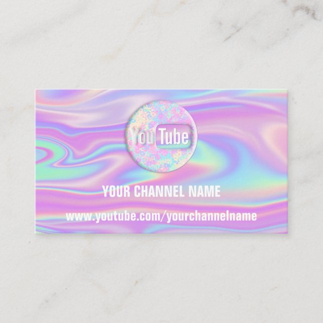 CARTE DE VISITE NOM DU CANAL YOUTUBER SUSCRIBE LOGO HOLOGRAPHE QR (Devant)
