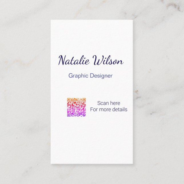 Carte De Visite nom du graphiste scannez le code QR détails profes (Devant)