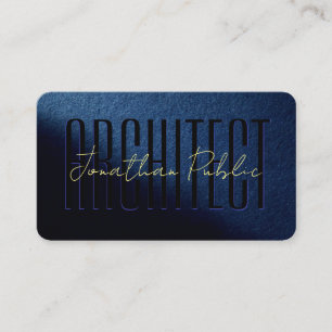Carte De Visite Nom du script Gold personnalisé Luxury Blue Archit
