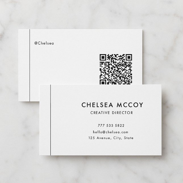 Carte De Visite Nom d'utilisateur moderne unique et simple Code QR (Créateur téléchargé)