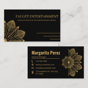 Carte De Visite Nom élégant Black & Gold de marque personnalisée