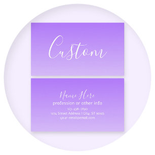 Carte De Visite Nom en écriture cursive & ombre légère violette mo