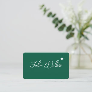 Carte De Visite Nom esquissé à la main avec Coeur Chasseur-Vert