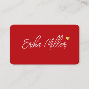 Carte De Visite Nom esquissé à la main avec le rouge du coeur