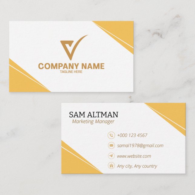 Carte de visite | Nom et logo personnalisés luxe m (Devant / Derrière)