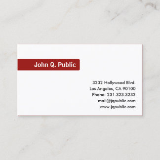 Carte De Visite Nom Focus rouge sur blanc clair