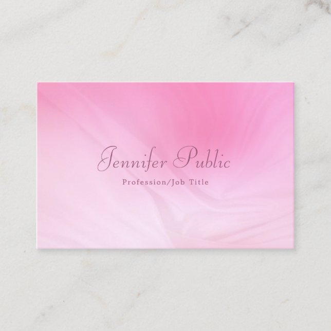 Carte De Visite Nom manuscrit moderne Elegant Pink Professional (Devant)