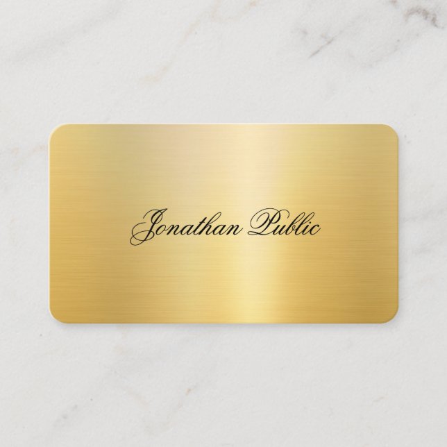 Carte De Visite Nom manuscrit tendance Stylish Or Look Moderne (Devant)