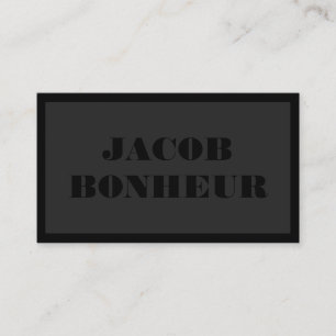 Carte De Visite Nom Moderne Professionnel   Gris Foncé & Noir