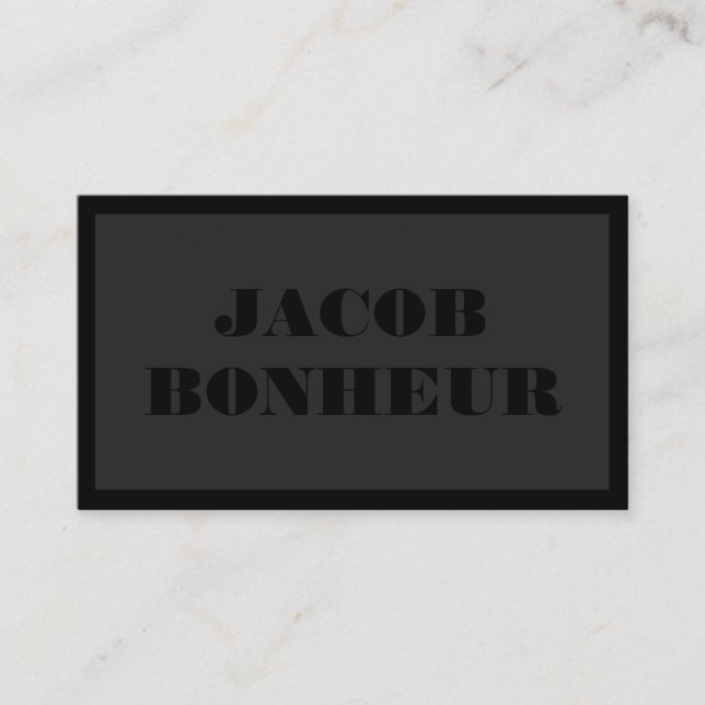 Carte De Visite Nom Moderne Professionnel | Gris Foncé & Noir (Devant)