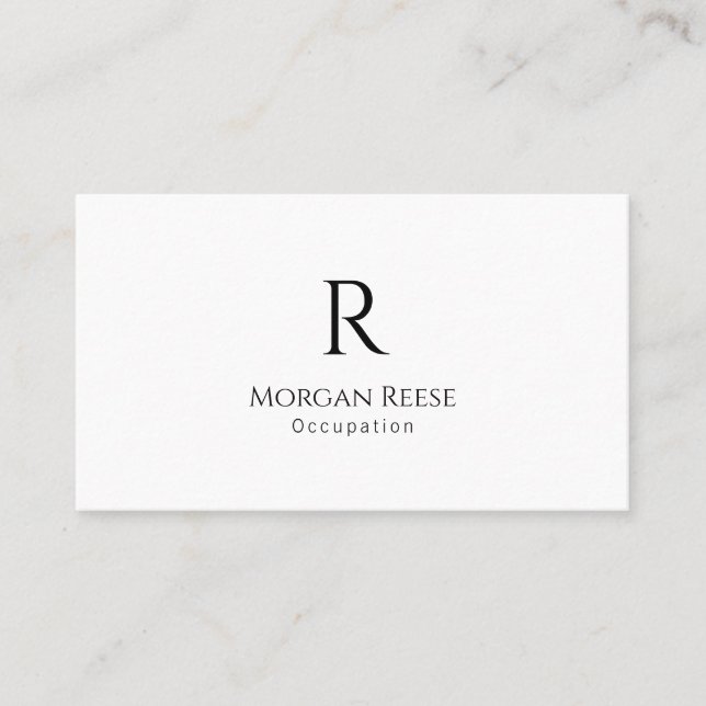 Carte De Visite Nom & Monogramme, Code QR, Design Simple (Devant)