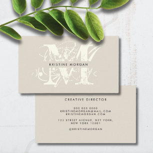 Carte De Visite Nom monogramme de typographie chic