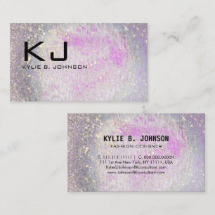 Carte De Visite Nom Monogrammé Luxe Iridescent Moderne Brillance