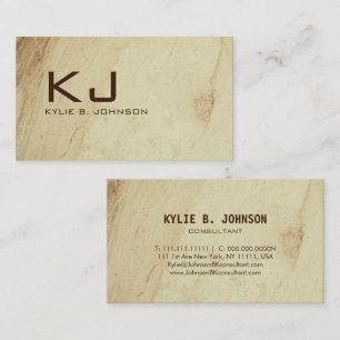 Carte De Visite Nom Monogrammé Marbre Brun Chic Élégant