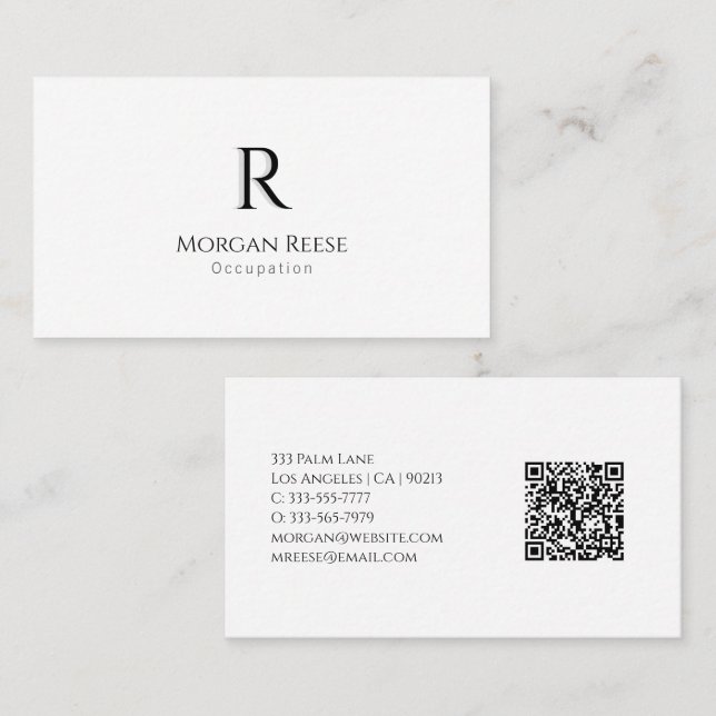 Carte De Visite Nom, Monogramme Ombre, Créer Votre Code QR, Vs 2 (Devant / Derrière)