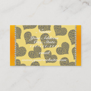 Carte De Visite Nom personnalisé coeur léopard jaune