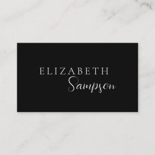 Carte De Visite Nom personnalisé de script simple noir