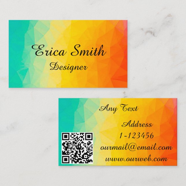 Carte De Visite Nom personnalisé et code QR professionnel (Devant / Derrière)