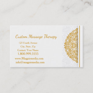 Carte De Visite Nom personnalisé Massage Thérapie Or Mandala