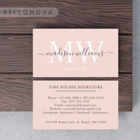 Nom personnalisé Pâle rose blanc noir Monogramme