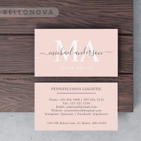 Nom personnalisé Pâle rose blanc noir Monogramme