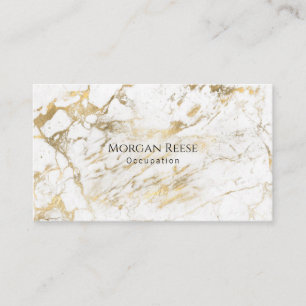 Carte De Visite Nom & Profession, QR code, Marbre Blanc et Or