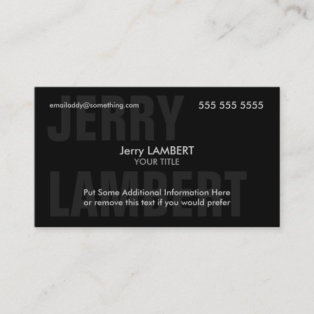 Carte De Visite Nom Propre Noir (Devant)