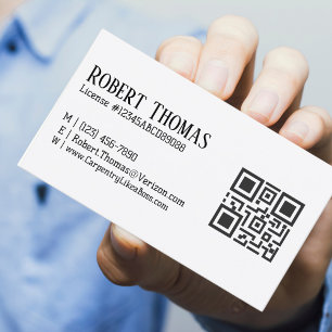 Carte De Visite Nom QR Code Licence # Professional Modern Black