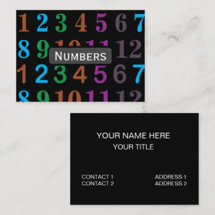 Carte De Visite Nombres colorés Professeur de mathématiques