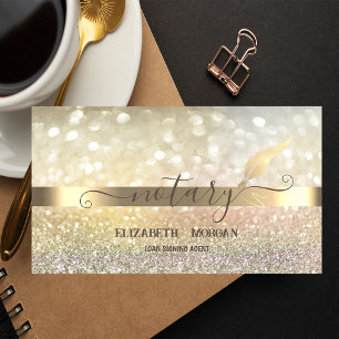 Carte De Visite Notaire Elegant Bokeh Gold Feather