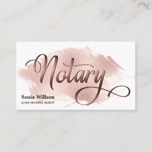 Carte De Visite Notaire élégant rose typographie or plume plume st