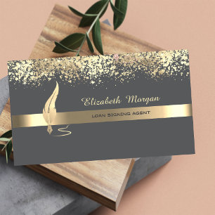 Carte De Visite Notaire Gris Gris Gris De Plumes D'Or