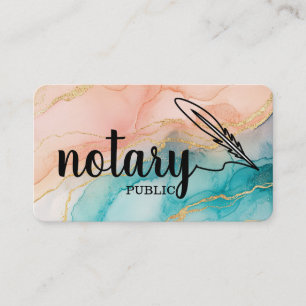 Carte De Visite Notaire Public Écriture Élégante Noir & Blanc